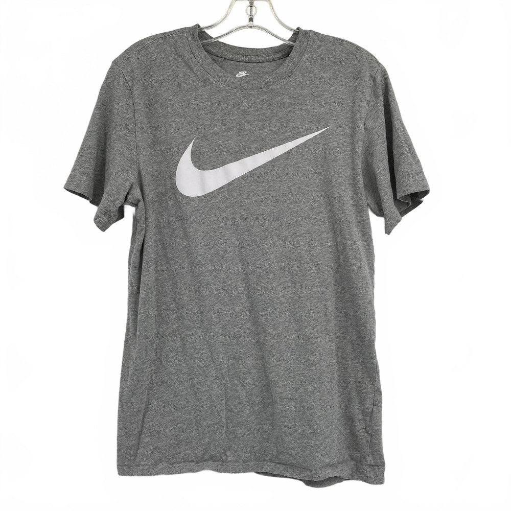Nike Gray Short Sleeve Logo Tee | Men’s S Cotton Regular